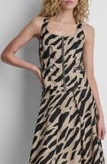 DKNY Animal Print Sleeveless Zip Top