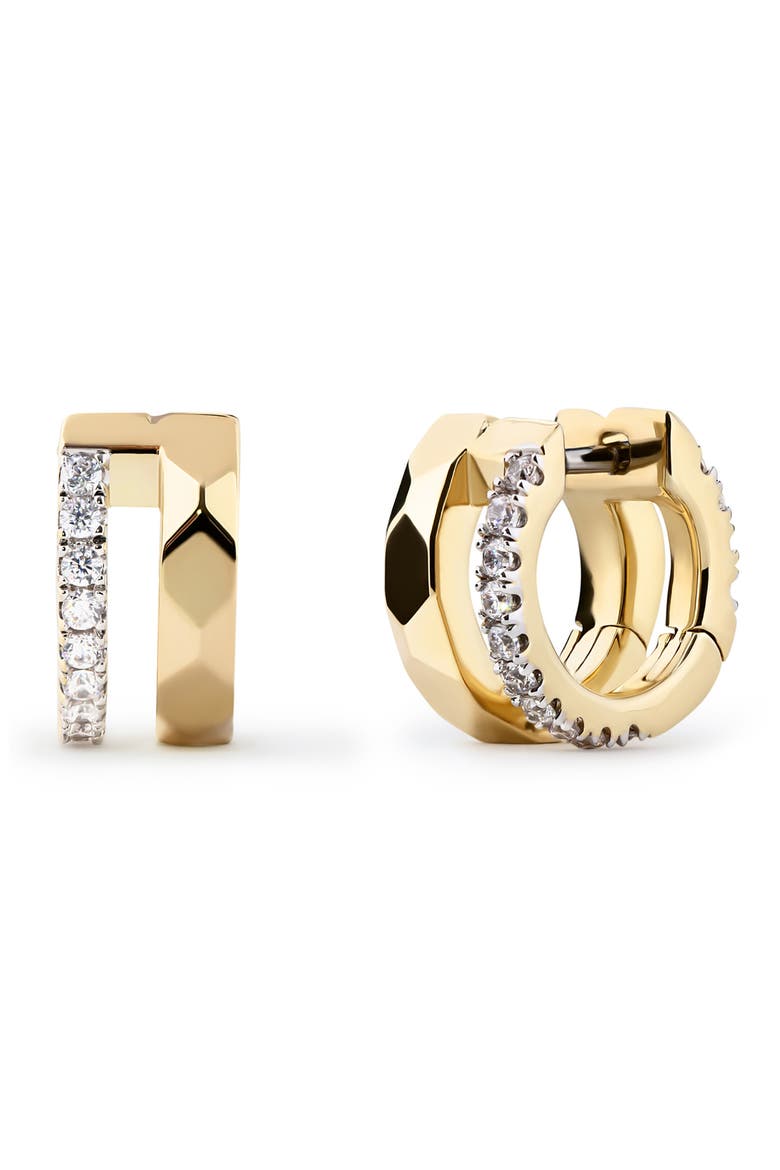 Esme Cubic Zirconia Huggie Hoop Earrings, Main, color, GOLD
