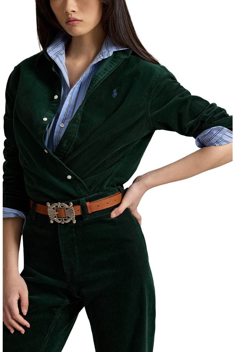 Classic Fit Corduroy Button-Up Shirt, Main, color, DARK GREEN