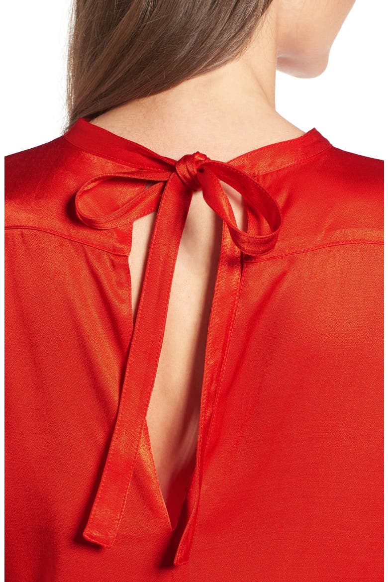 x Something Navy Satin Tunic, Alternate, color, RED FIERY