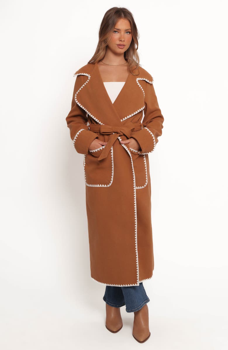 Petal & Pup Brexley Blanket Stitch Wrap Coat, Alternate, color, Tan