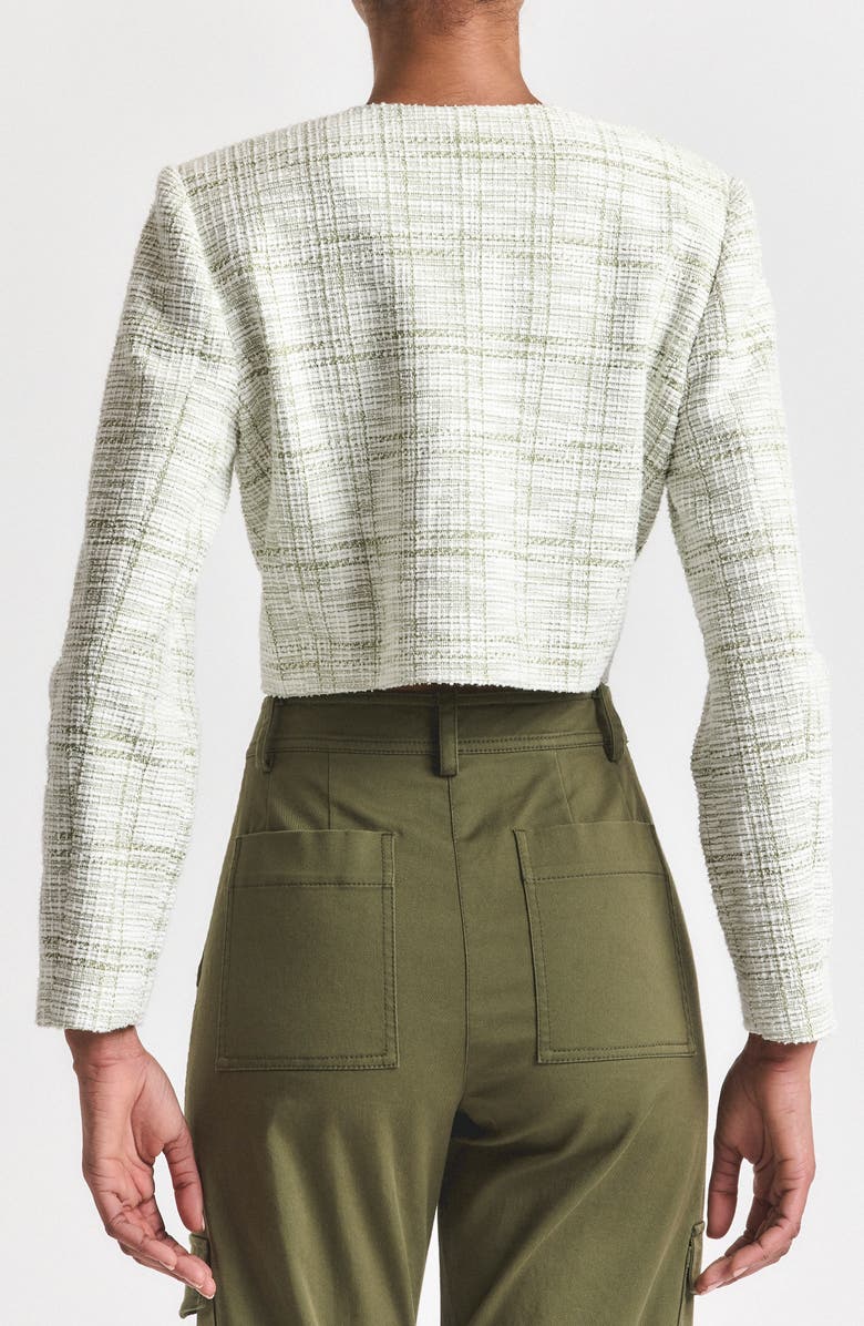 Derek Lam 10 Crosby Juliette Crop Tweed Jacket, Alternate, color, Soft Sage/ White