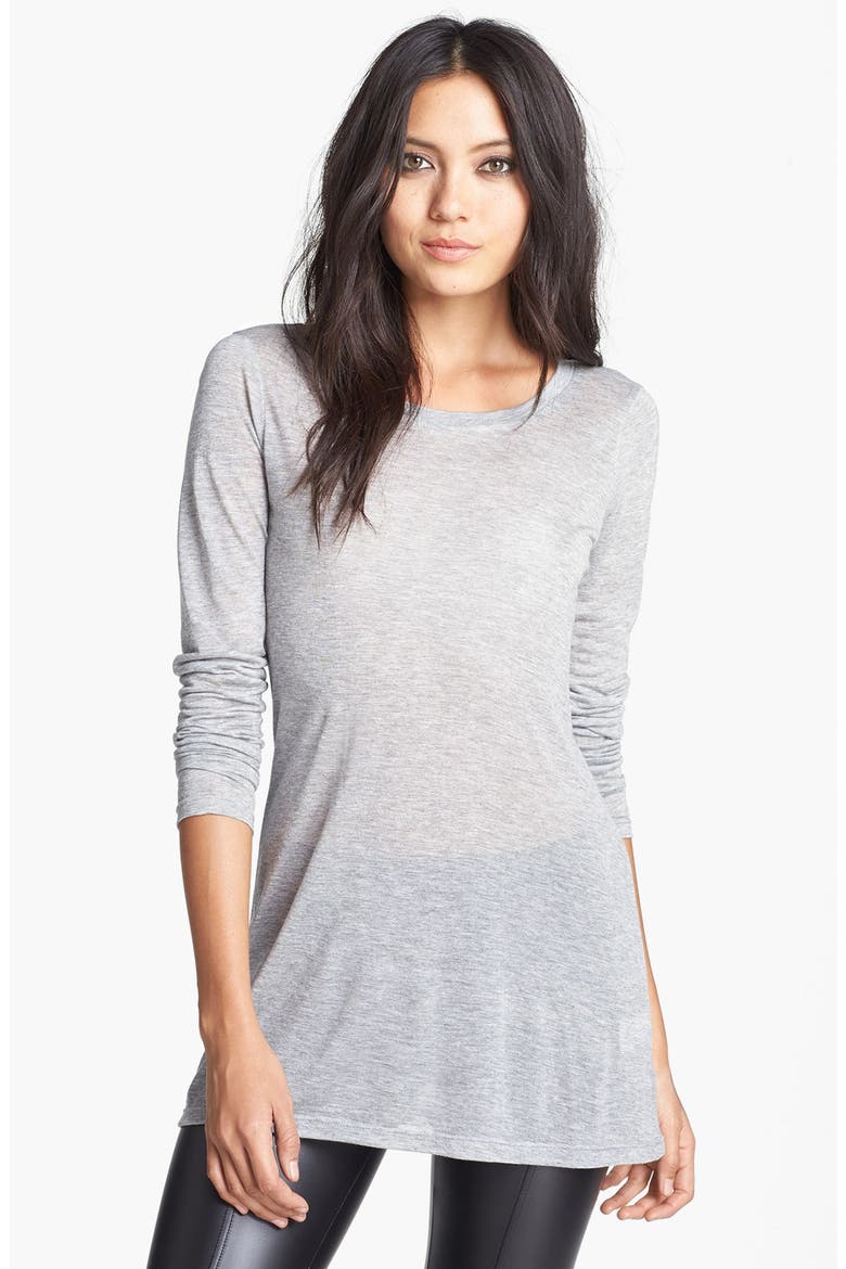 Long Sleeve Sheer Tunic, Main, color, HEATHER GREY