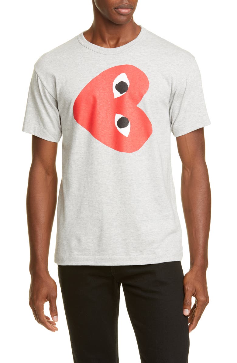 Comme des Garçons PLAY Heart Logo Graphic Tee, Main, color, Grey