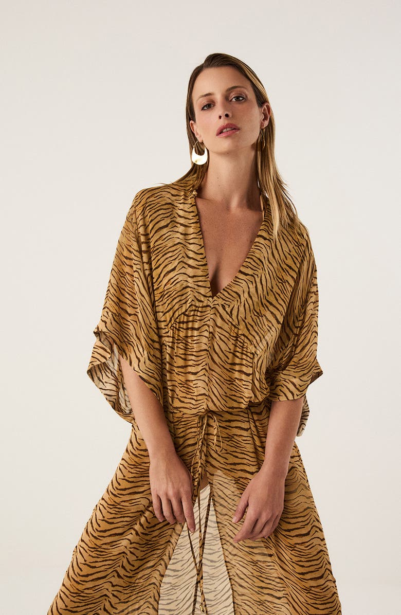 ViX Paula Hermanny Megan Dolman Sleeve Maxi Cover-Up Dress, Alternate, color, Multi