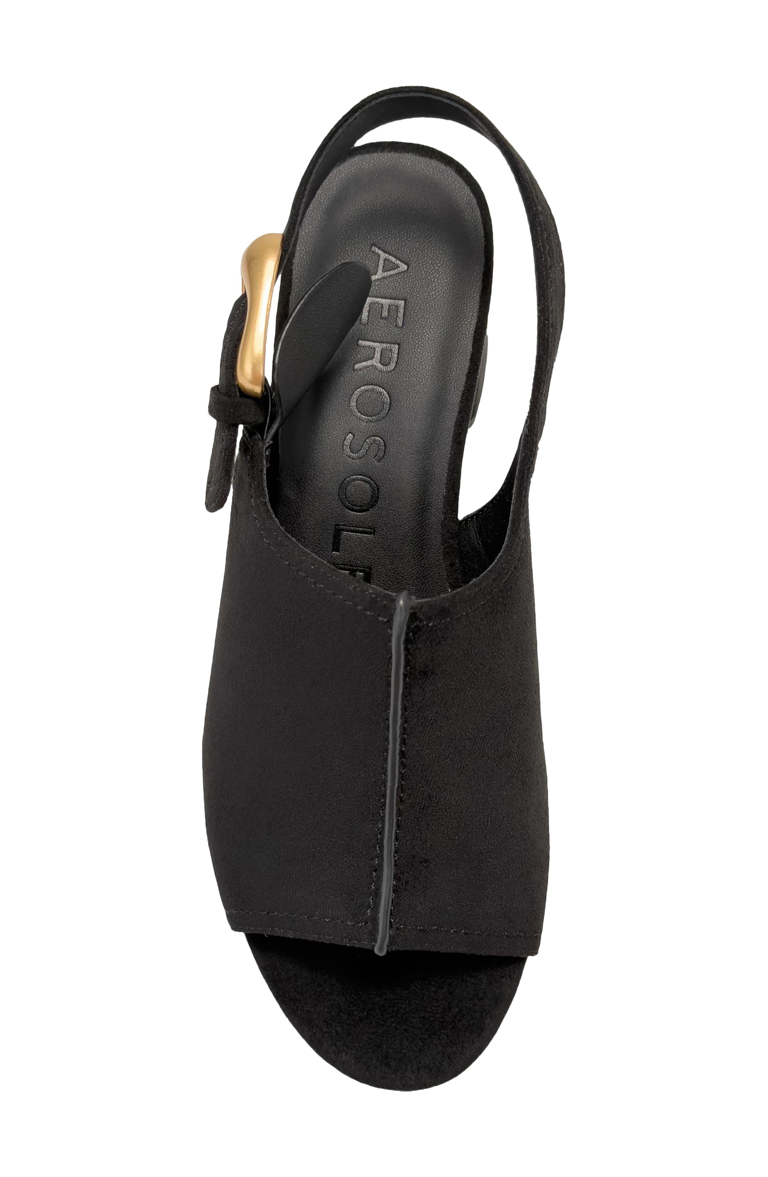 Chancey Faux Suede Platform Slingback Sandal, Alternate, color, BLK BLACK