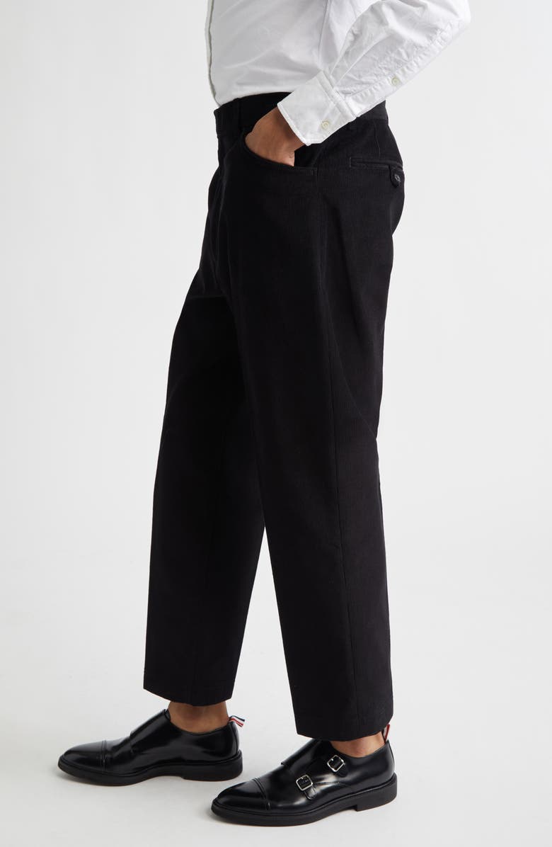 Thom Browne Cotton Corduroy Tapered Leg Chinos, Alternate, color, Black