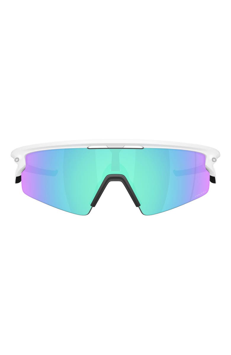 Oakley Sphaera Strike Rectangular Shield Sunglasses, Main, color, Matte White / Prizm Sapphire