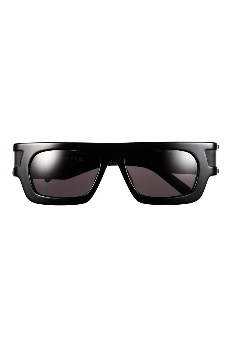 54mm Rectangular Sunglasses, Main, color, SHINY BLACK / SMOKE