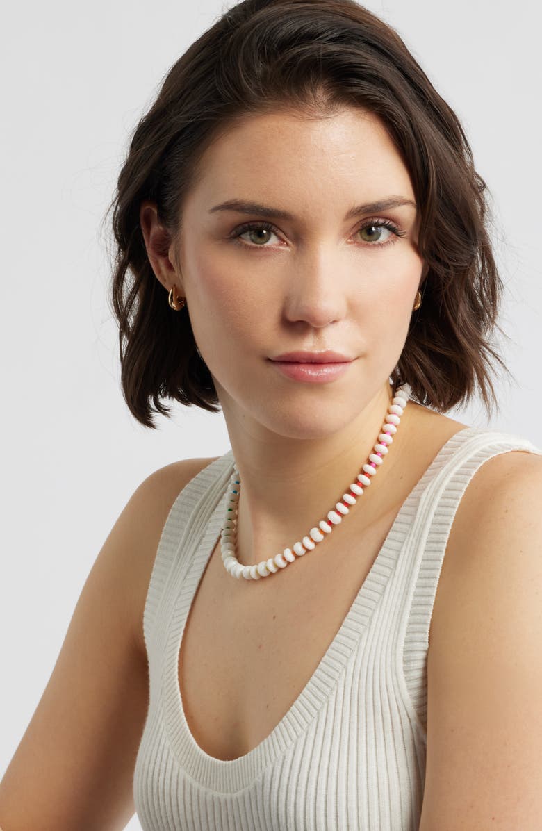 Nordstrom Color Pop Beaded Necklace, Alternate, color, White Multi- Gold