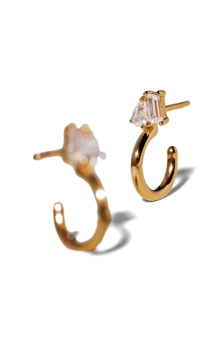 MADE BY MARY Toi et Moi Hoop Earrings, Alternate, color, Gold Vermeil
