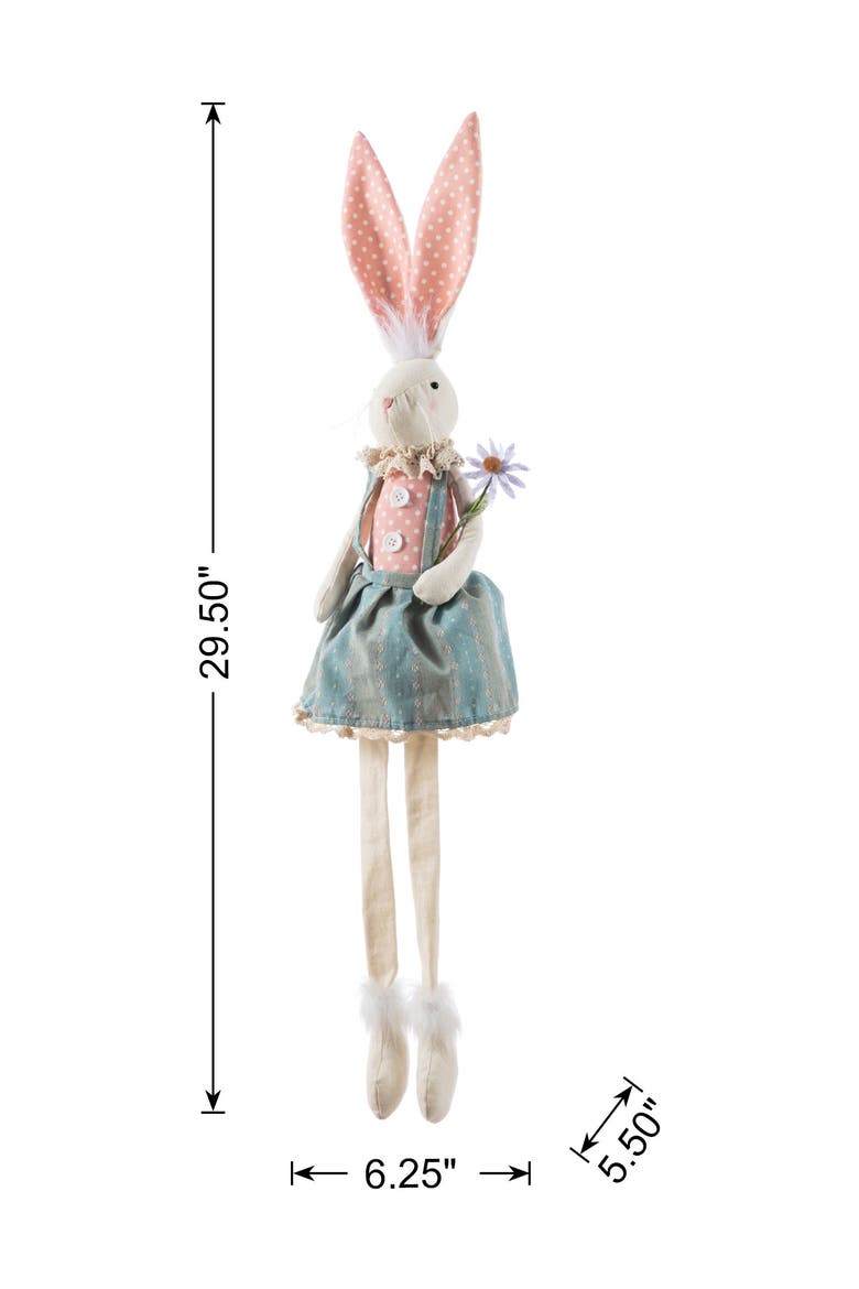 Easter Fabric Girl Bunny with Dangling Legs, Alternate, color, Pink