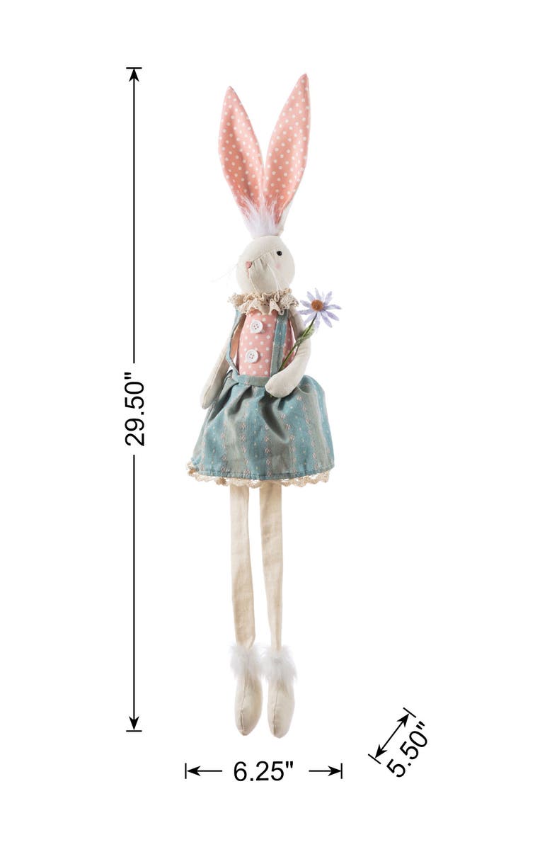 Glitzhome Easter Fabric Girl Bunny with Dangling Legs, Alternate, color, Pink
