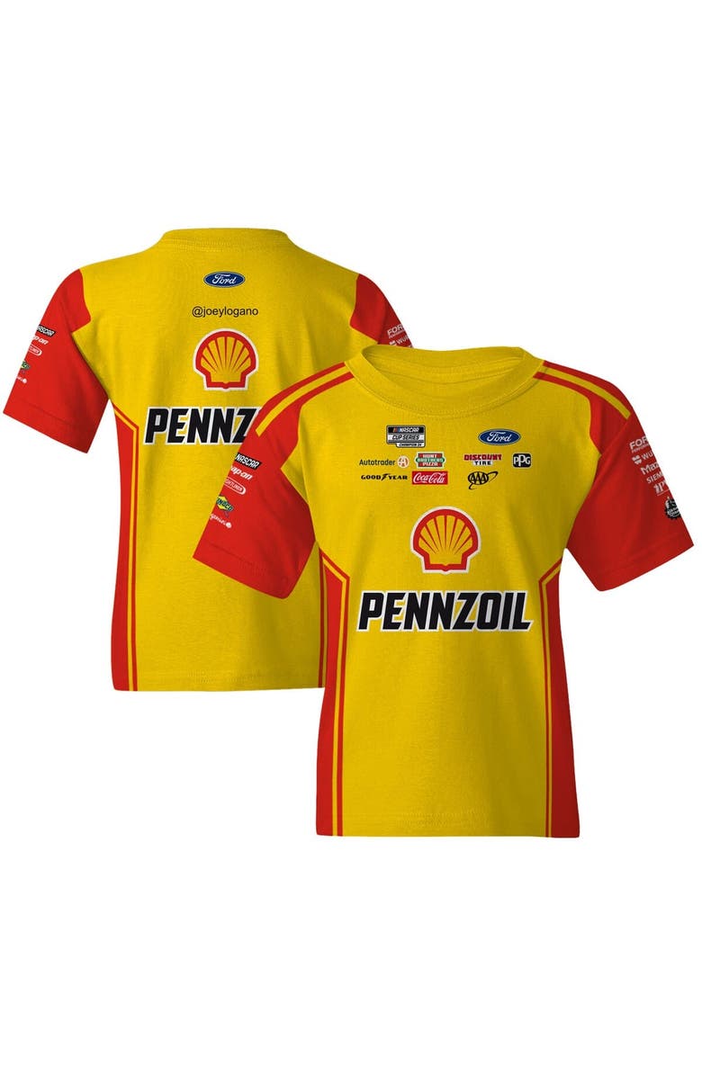TEAM PENSKE Youth Team Penske  Yellow Joey Logano Shell/Pennzoil Uniform T-Shirt, Main, color, 