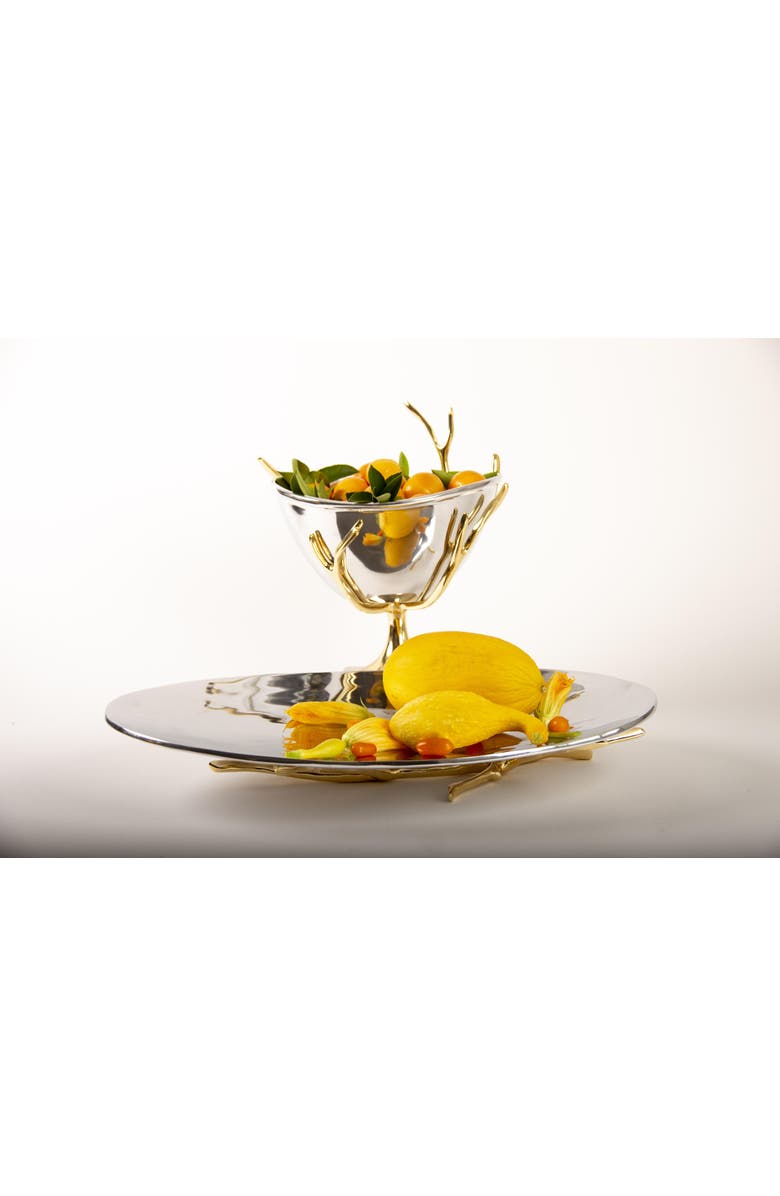 Lunares Manzanita Pedestal Platter, Alternate, color, Gold