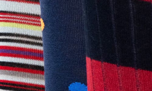 Lorenzo Uomo 3-pack Assorted Dress Socks In Red