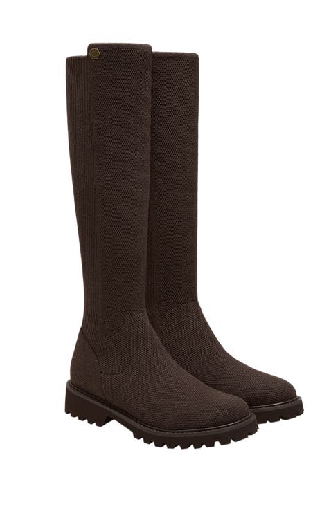 Filipa Round-Toe Stretchy Wool Knee-High Boots