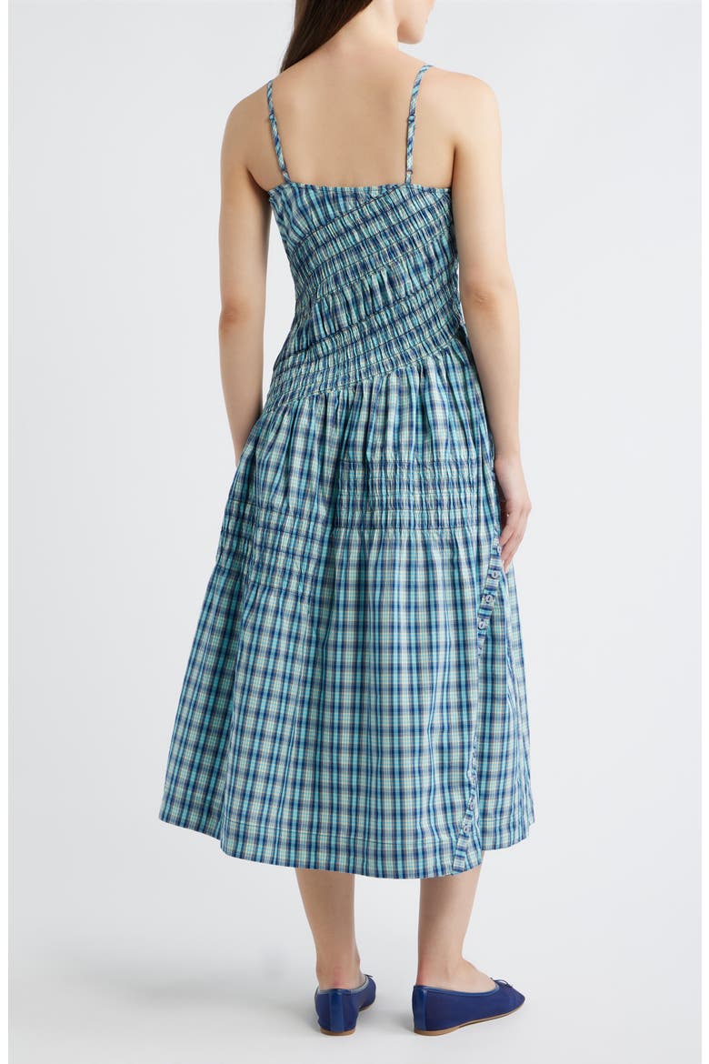 Lyra Check Sleeveless Midi Dress, Alternate, color, BLUE