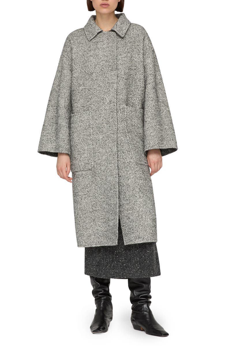 Lafayette 148 New York Dropped Shoulder Reversible Coat, Alternate, color, Black Multi/ White Multi