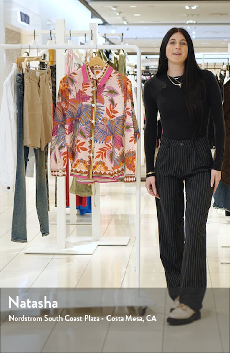 Macaw Scarf Linen Blend Button-Up Shirt, sales video thumbnail