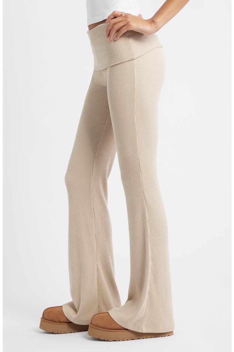 Cozy Flare Rib Pants, Alternate, color, TAN OXFORD