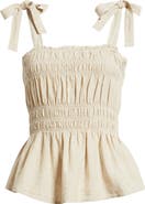BP. Smocked Linen Blend Tank