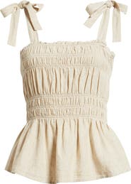 BP. Smocked Linen Blend Tank