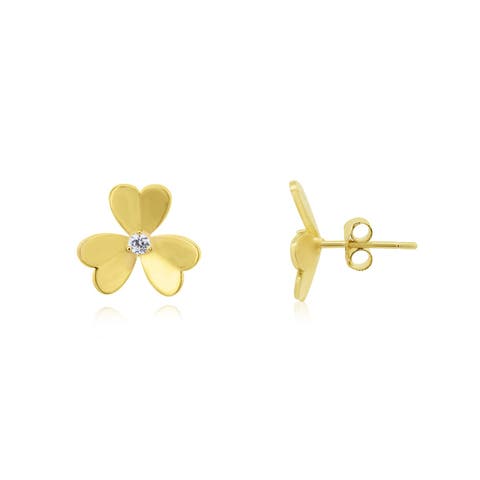 Clover Petal CZ Stud Earrings