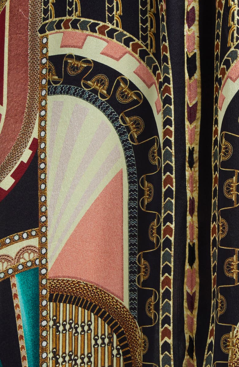 Camilla They Called Her Nefertari Chain Detail Flutter Sleeve Silk Dress, Alternate, color, 