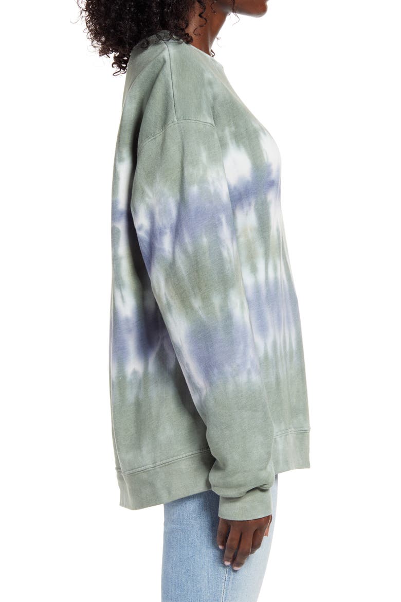 Tie Dye Cotton Blend Sweatshirt, Alternate, color, OLIVE- GREY COMBO