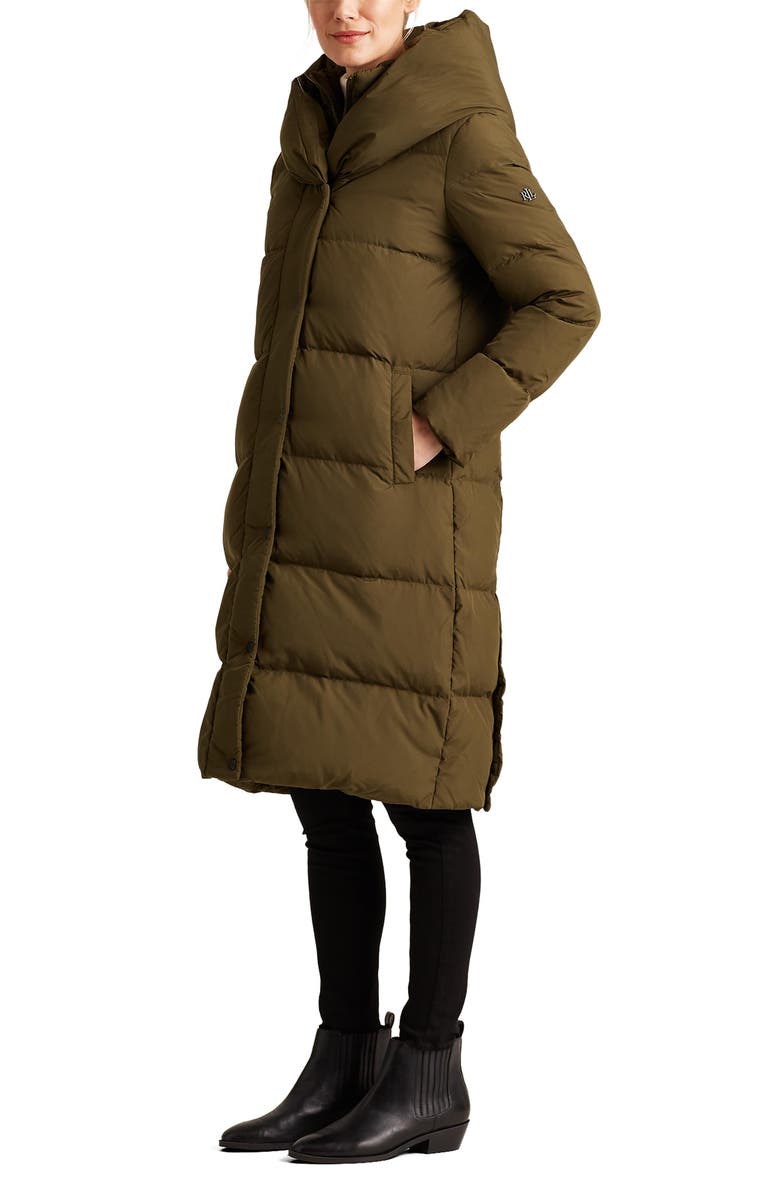Lauren Ralph Lauren Pillow Collar Hooded Puffer Coat, Main, color,