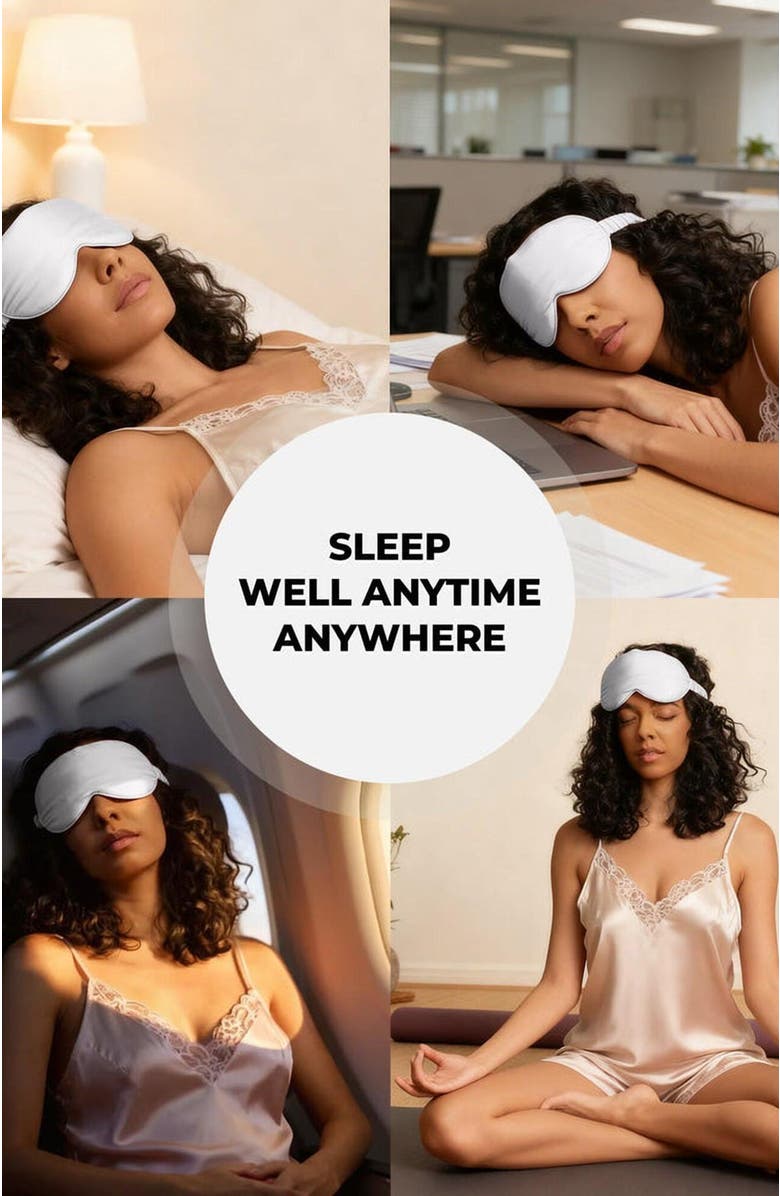 SILKSILKY 22 Momme Mulberry Silk Upgraded 3D Adjustable Eye Mask, Alternate, color, Lightgray