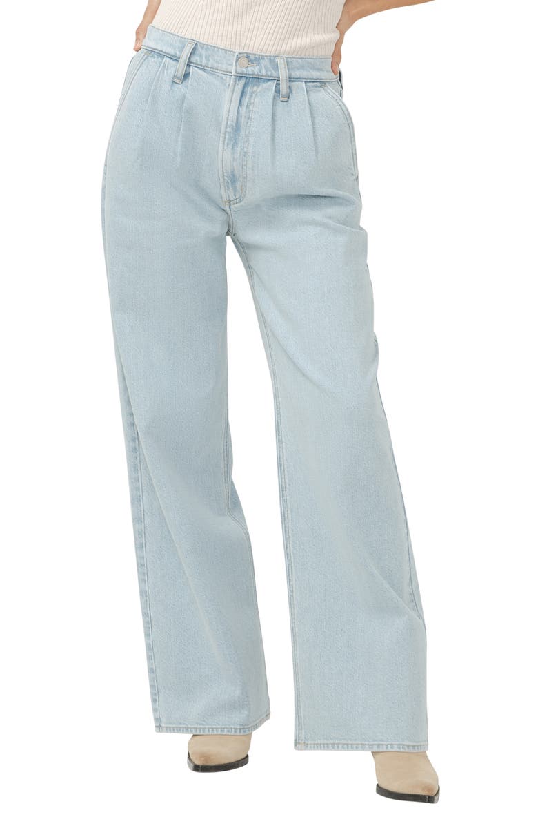 Silver Jeans Co. Pleated High Waist Wide Leg Trouser Jeans, Main, color, Del Mar Wash