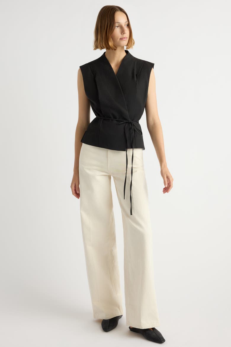Leandra Tie-Wrap Vest, Alternate, color, Black