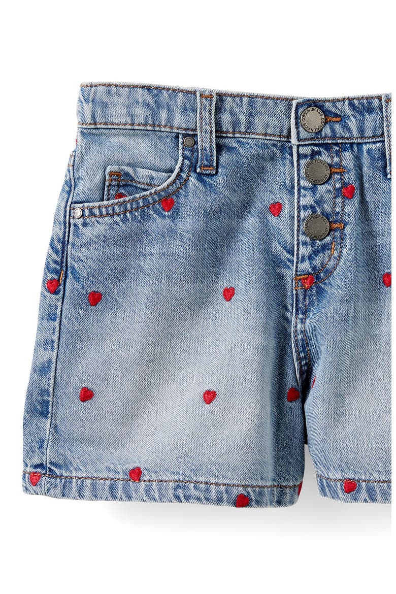 Kid's Snap Front Denim Short, Alternate, color, Airlie Blue Hearts