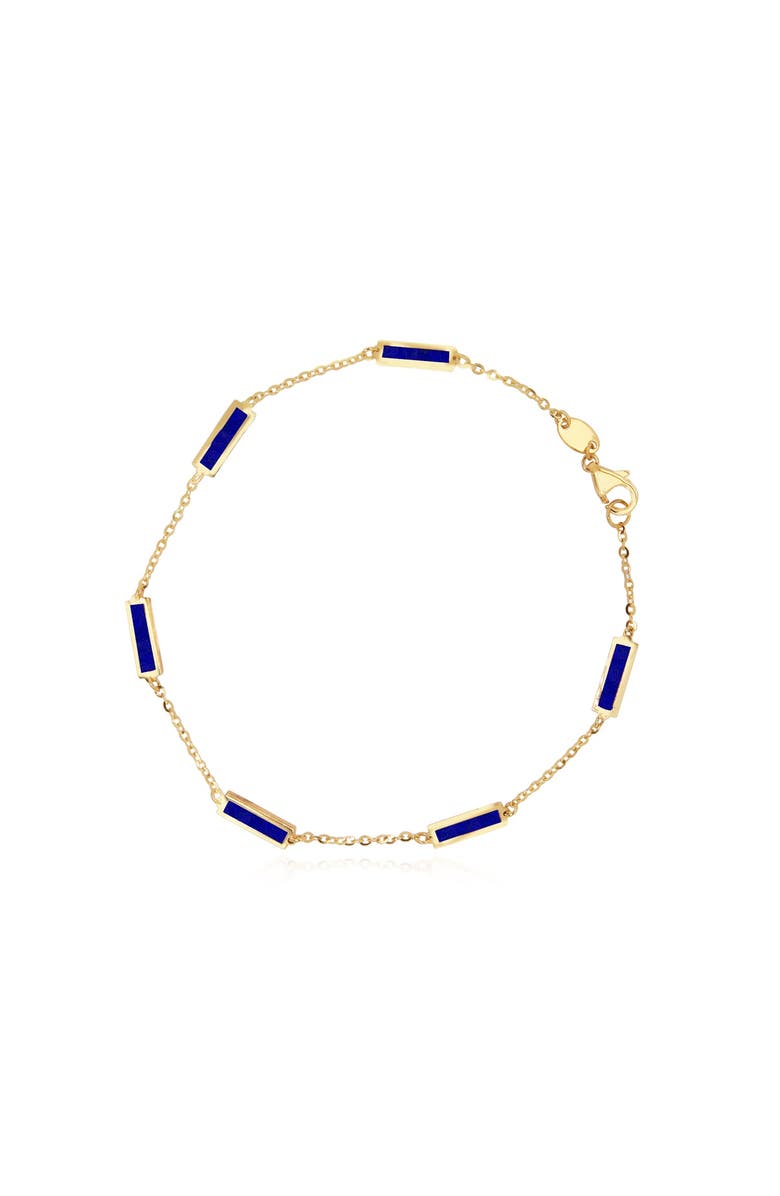 The Lovery Fine Jewelry Lapis Bar Chain Bracelet, Main, color, Blue