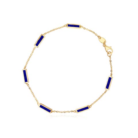 Lapis Bar Chain Bracelet