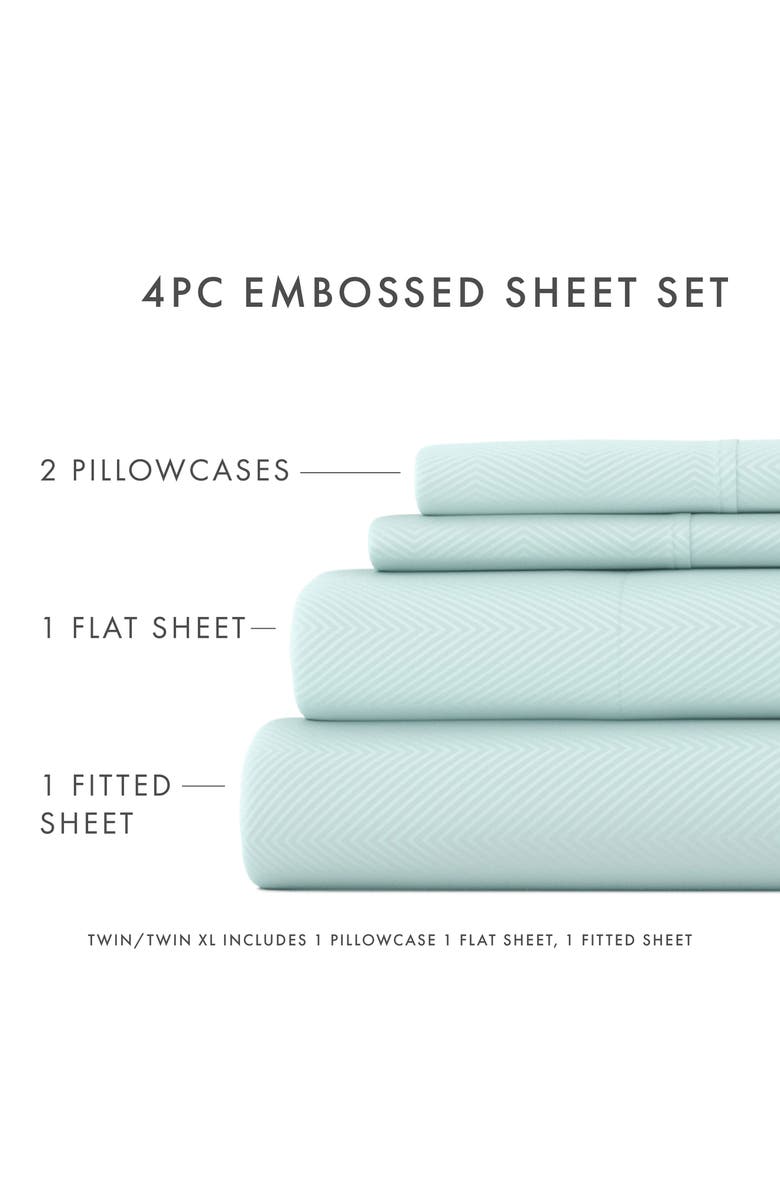 IENJOY HOME Premium Chevron Embossed Sheet Set, Alternate, color, Aqua