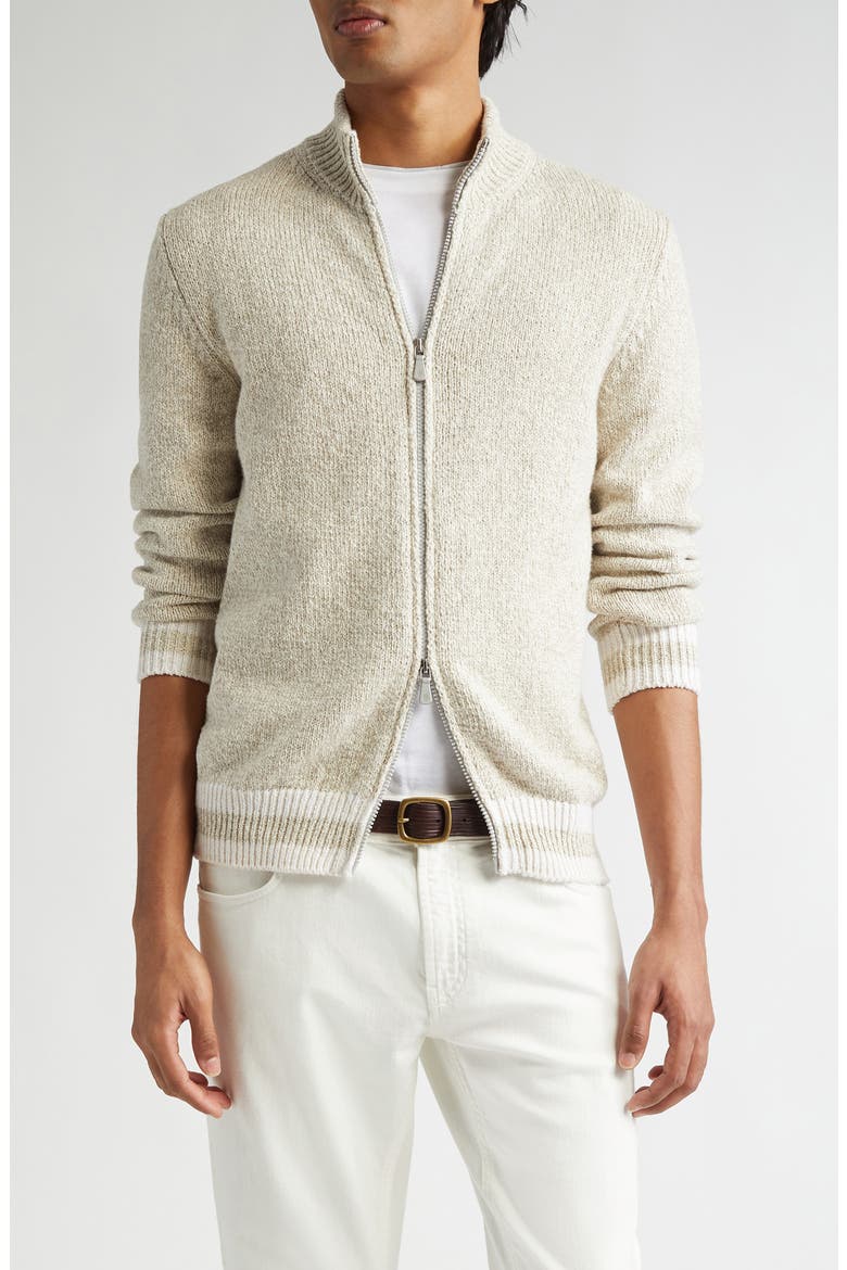 Full Zip Cardigan, Main, color, SAND WHITE AND SAND