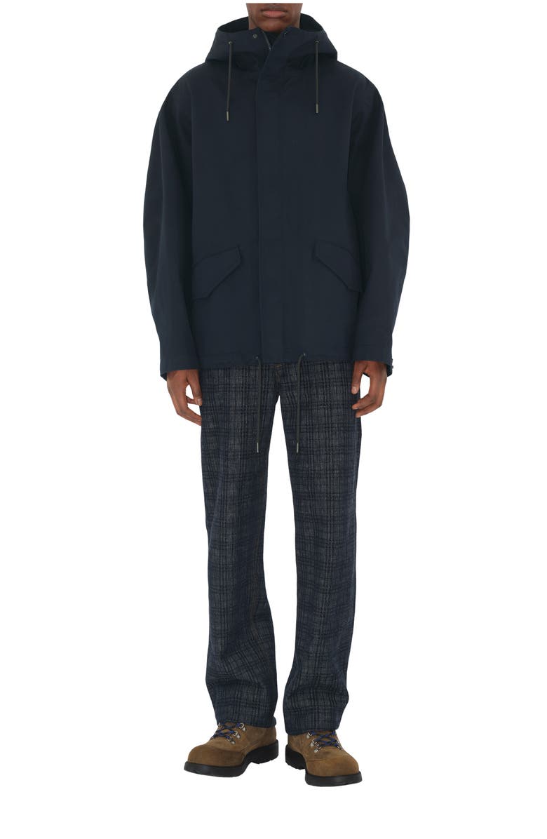 Burberry Short Bonded Gabardine Parka, Main, color, Navy