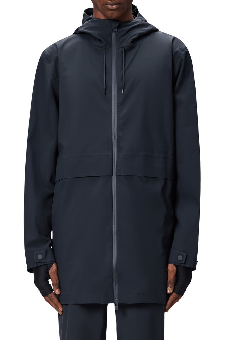 Suva Hardshell Hooded Long Rain Jacket, Main, color, NAVY