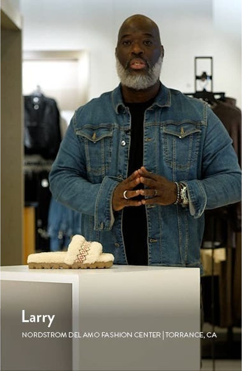 Cozetta Braid Genuine Shearling & Faux Shearling Slide Sandal, sales video thumbnail