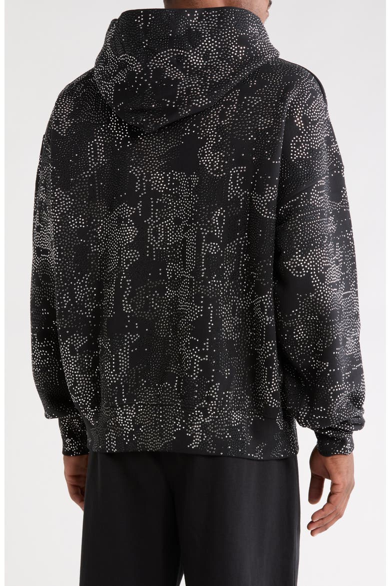Studded Camo Cotton Fleece Hoodie, Alternate, color, BLACK