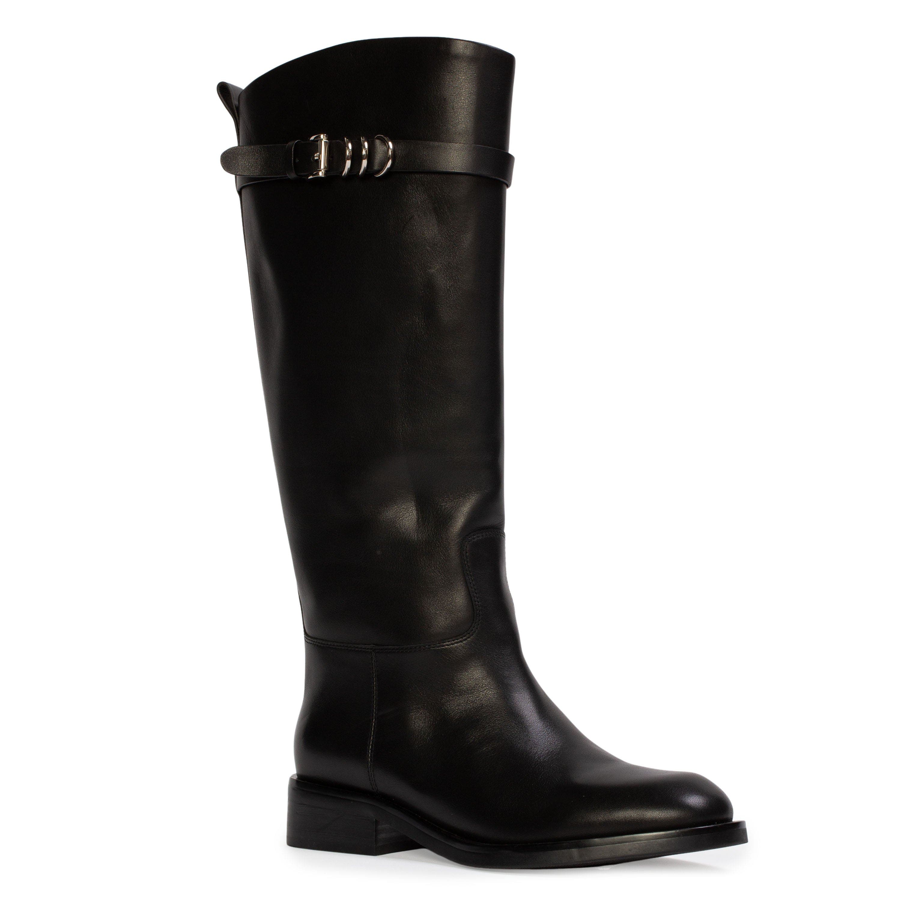 BLACK SUEDE STUDIO Ashley Leather Boot, Alternate, color, Black Leather