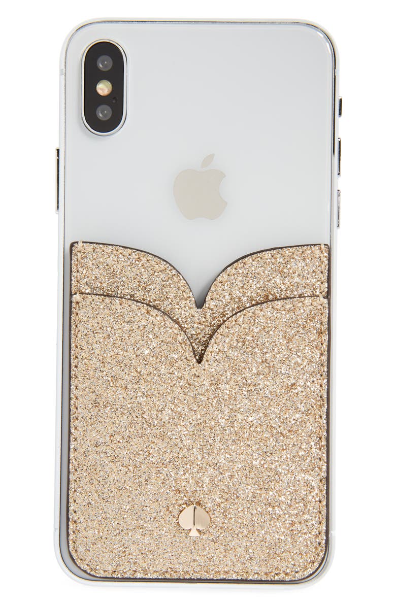 Kate Spade New York glitter double sticker phone pocket, Main, color,