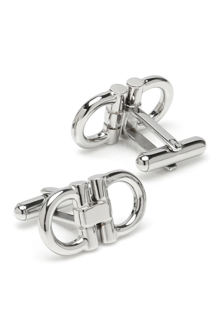 Horsebit Stainless Steel Cuff Links & Studs Set, Alternate, color, SILVER