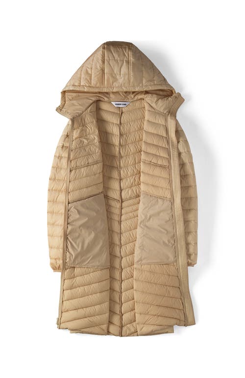 Lands' End Ultralight Packable Long Down Coat In Neutral