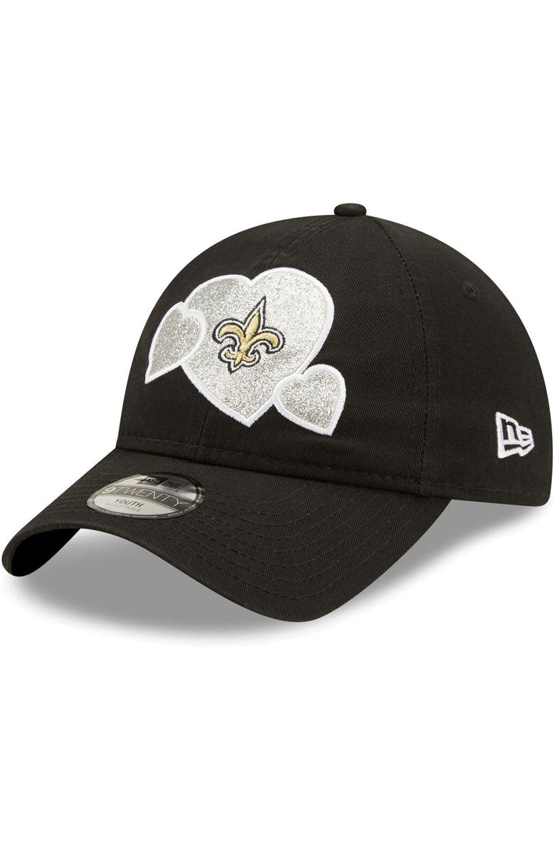 New Era Girls Toddler New Era Black New Orleans Saints Hearts 9TWENTY Adjustable Hat, Main, color, 
