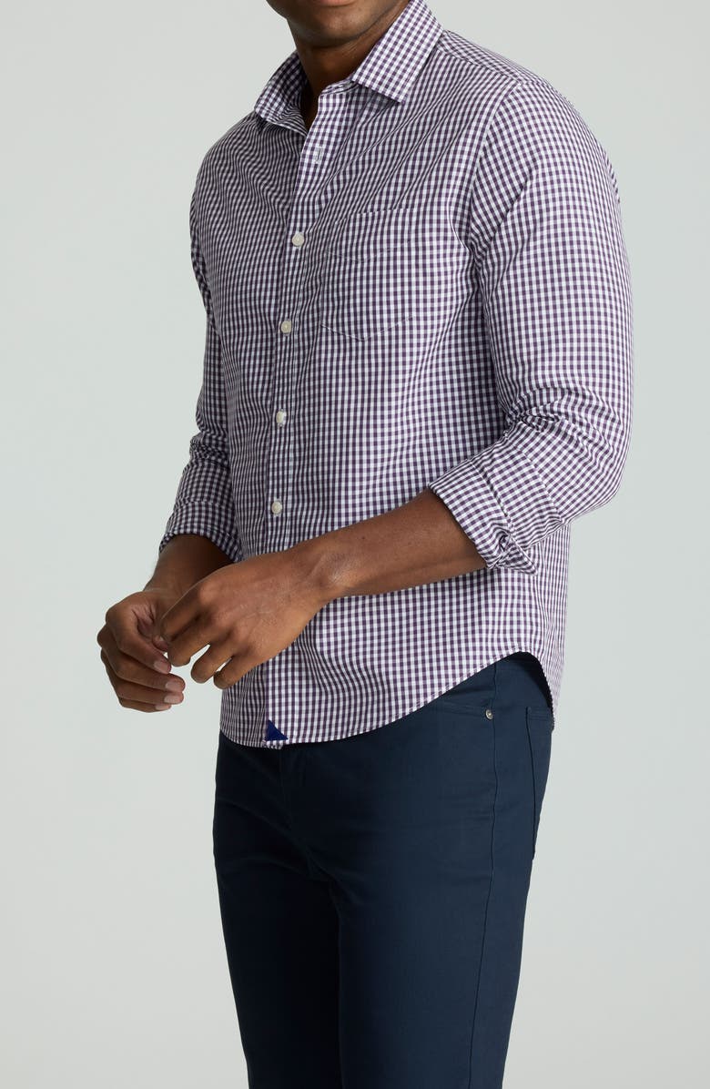 UNTUCKit Lawrence Gingham Wrinkle Free Cotton Button-Up Shirt, Main, color, Dark Purple