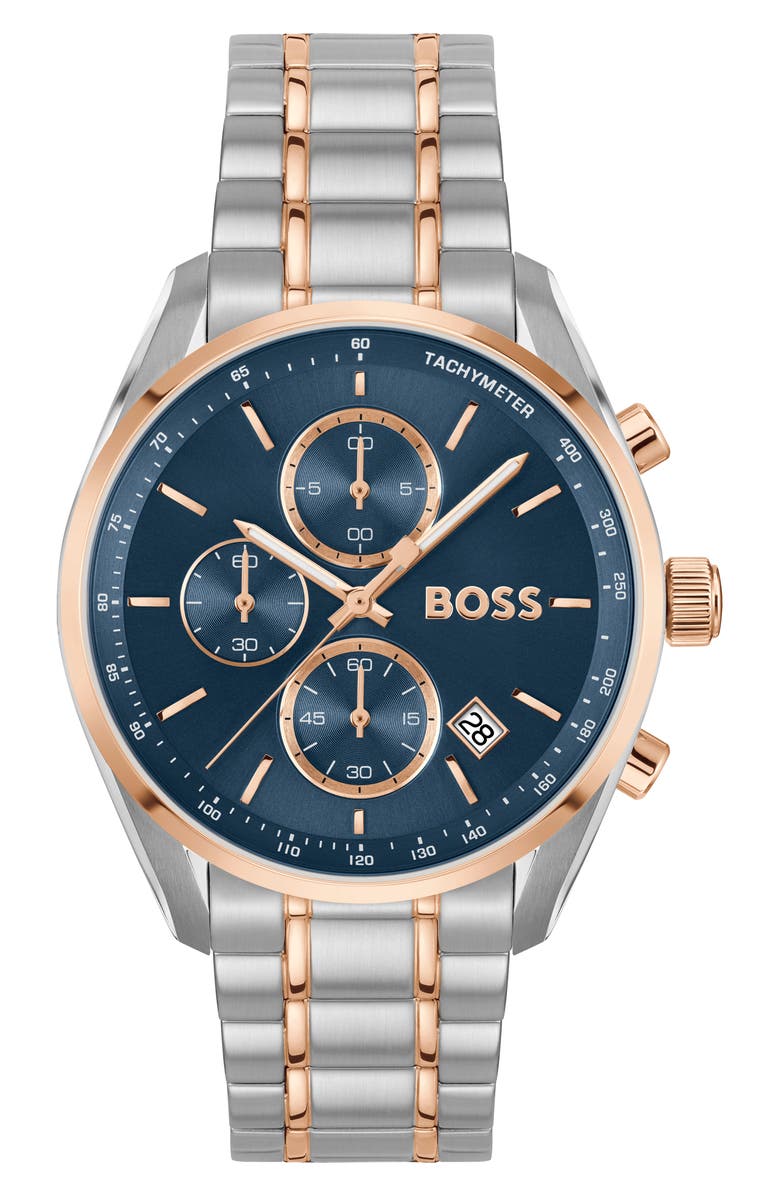 BOSS Grand Prix Chronograph Bracelet Watch, 40mm, Main, color, Blue